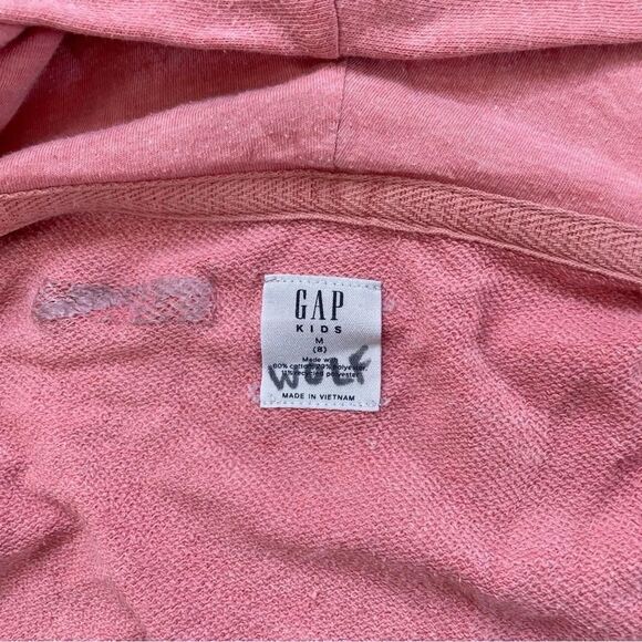 4/$25 Gap Logo Zip Up Hoodie Sweatshirt Girls Size Medium 8 Coral Pink - Picture 12 of 14